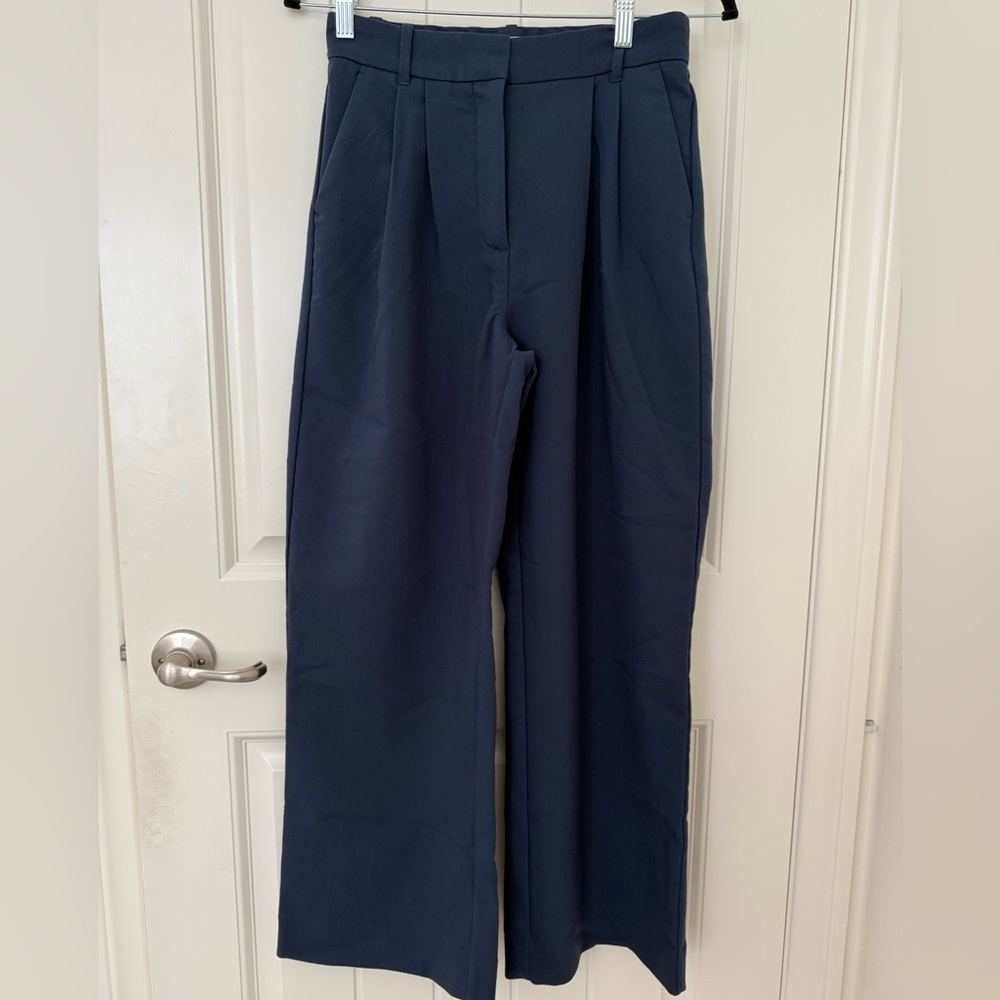 Abercrombie & Fitch Navy Wide-Leg Trousers